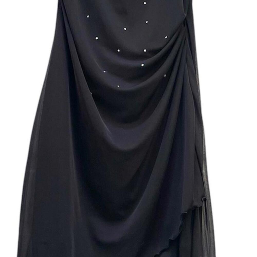 90's Y2K Taboo Dress Black Whimsi Fairygoth Sheer Asymmetrical Hem Halter Grunge